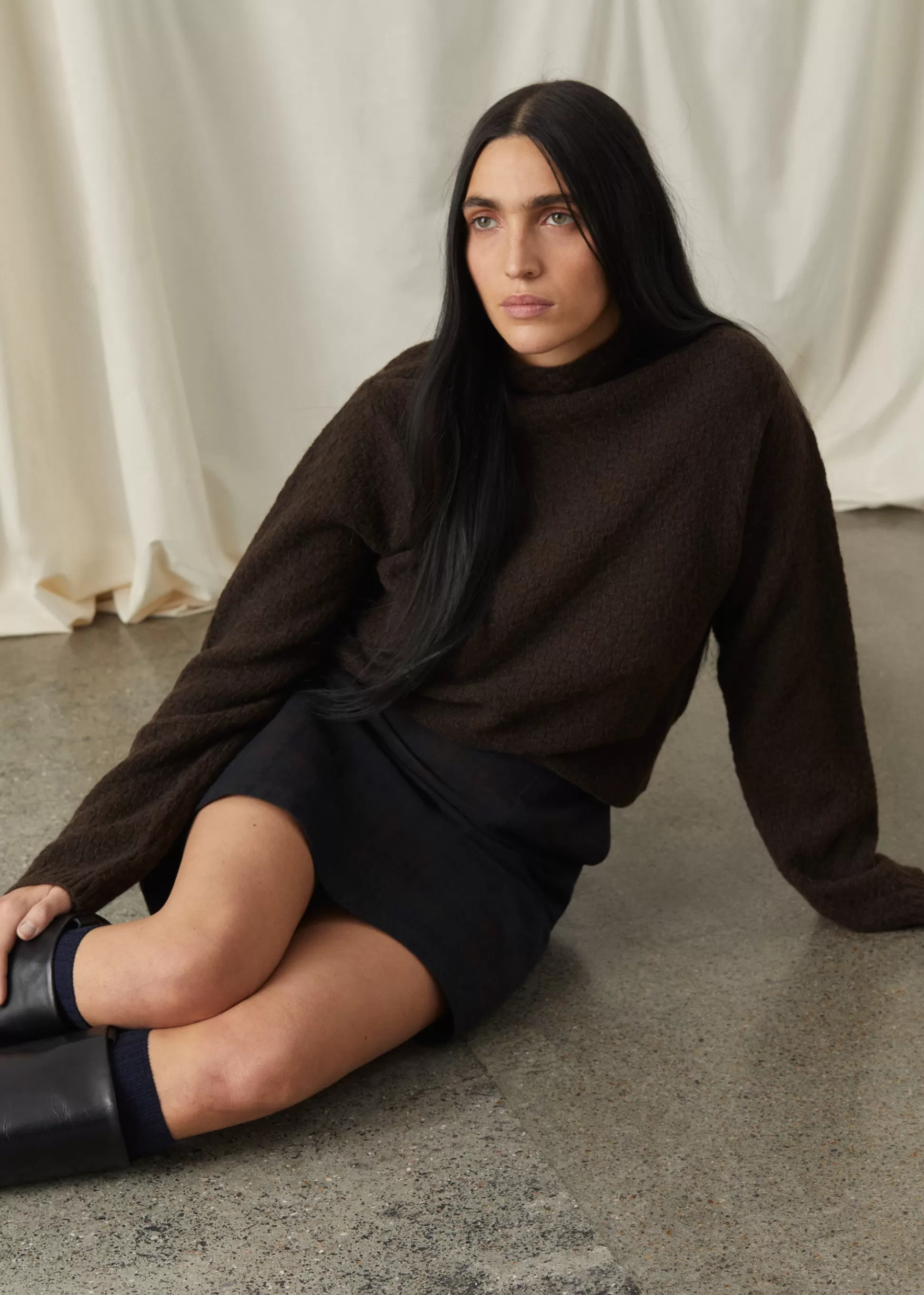 aiayu Strik<Alvilda yak sweater Pure Dark Brown