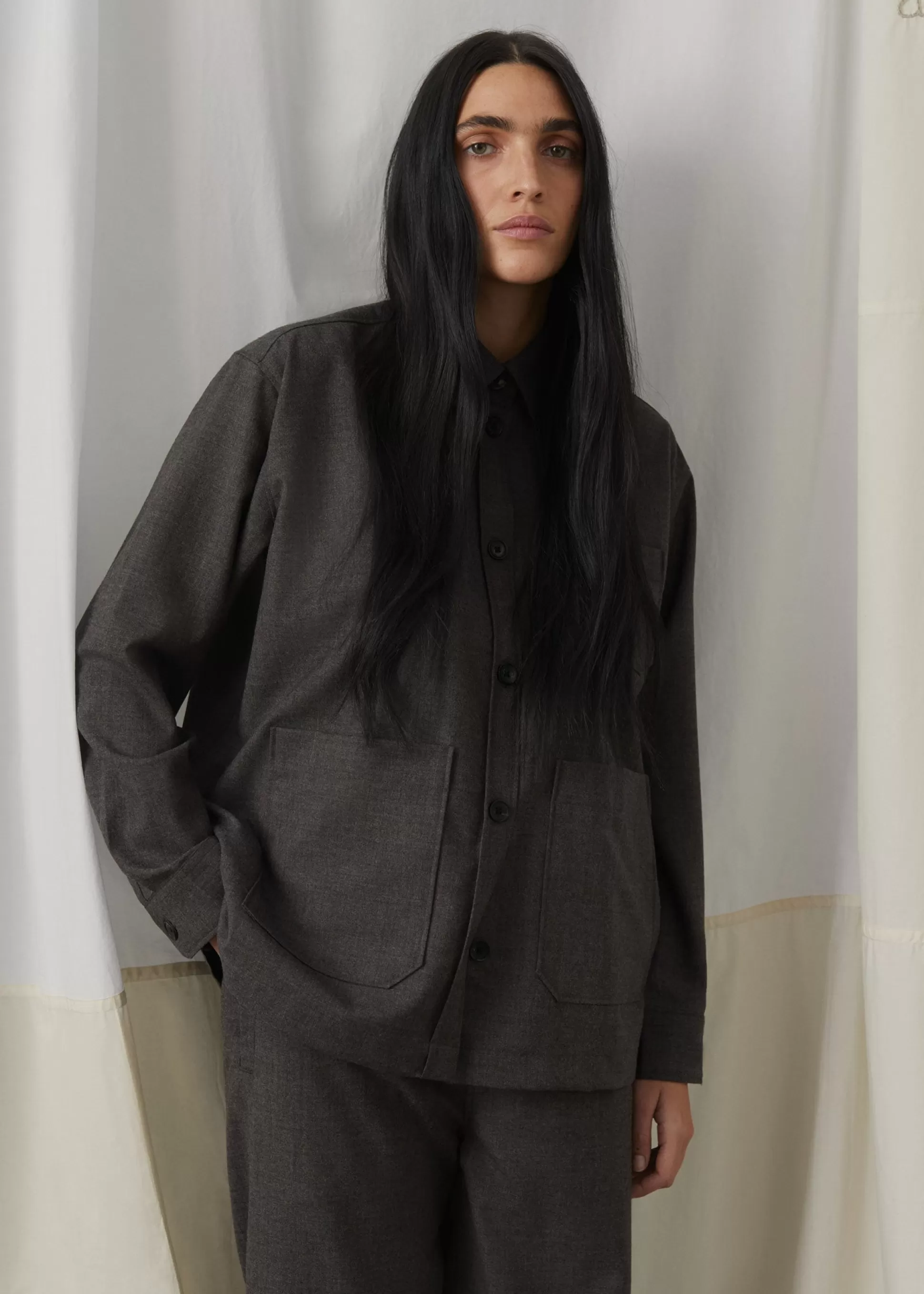 aiayu Skjorter<Ashly shirt fine wool Brownie Melange
