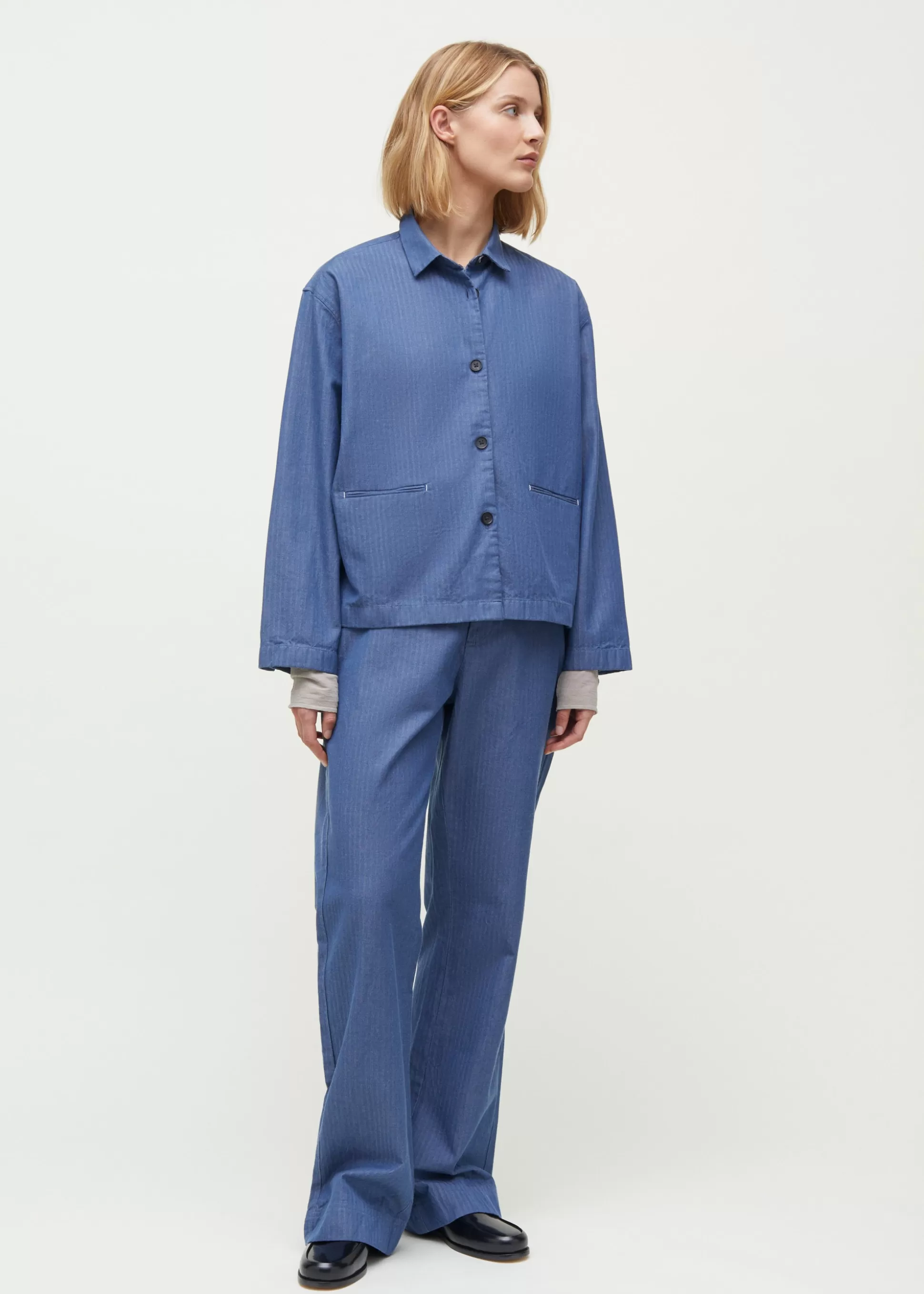 aiayu Skjorter<Atla shirt herringbone Blue Jeans