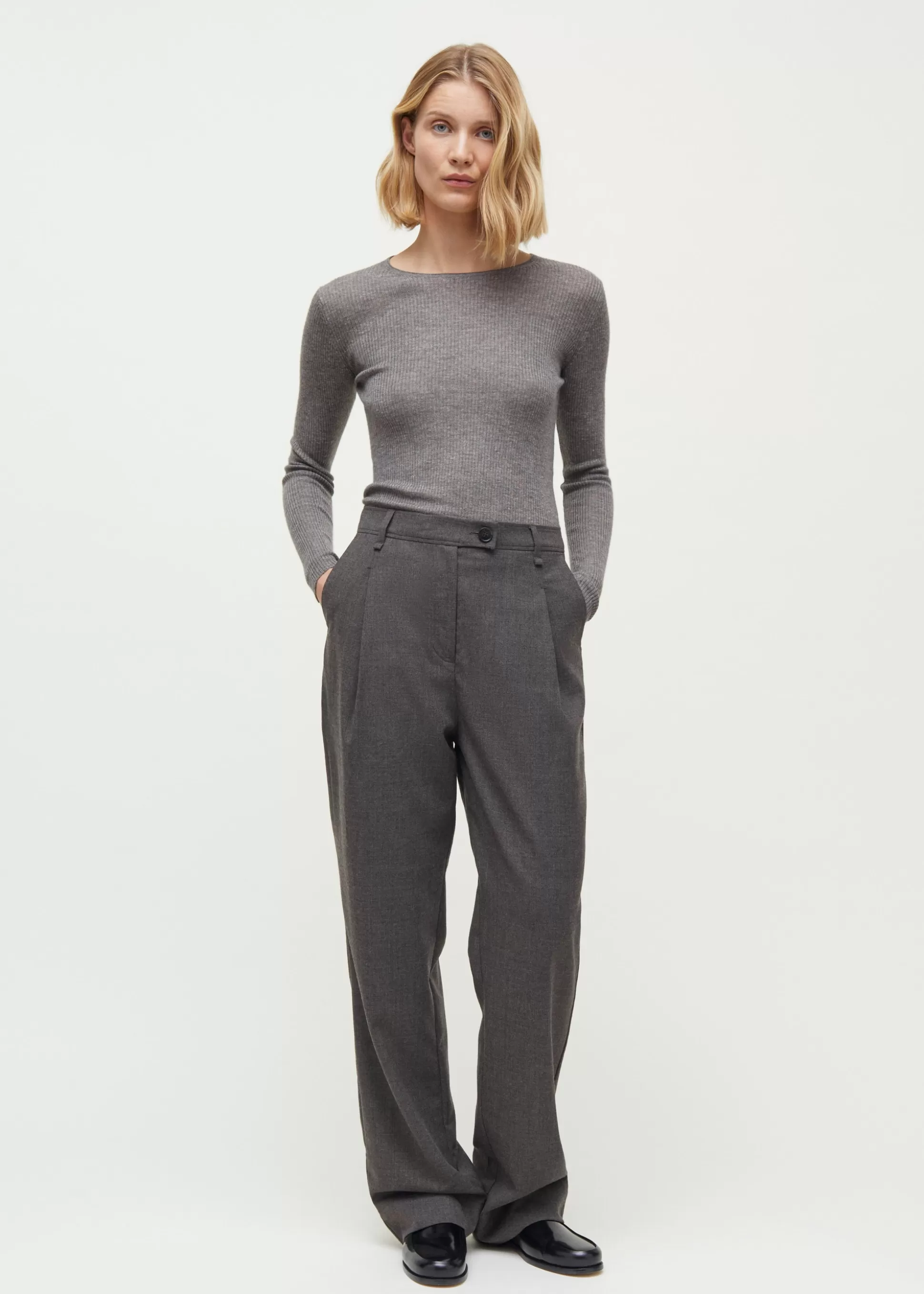 aiayu Bukser<Balder pant fine wool Brownie Melange