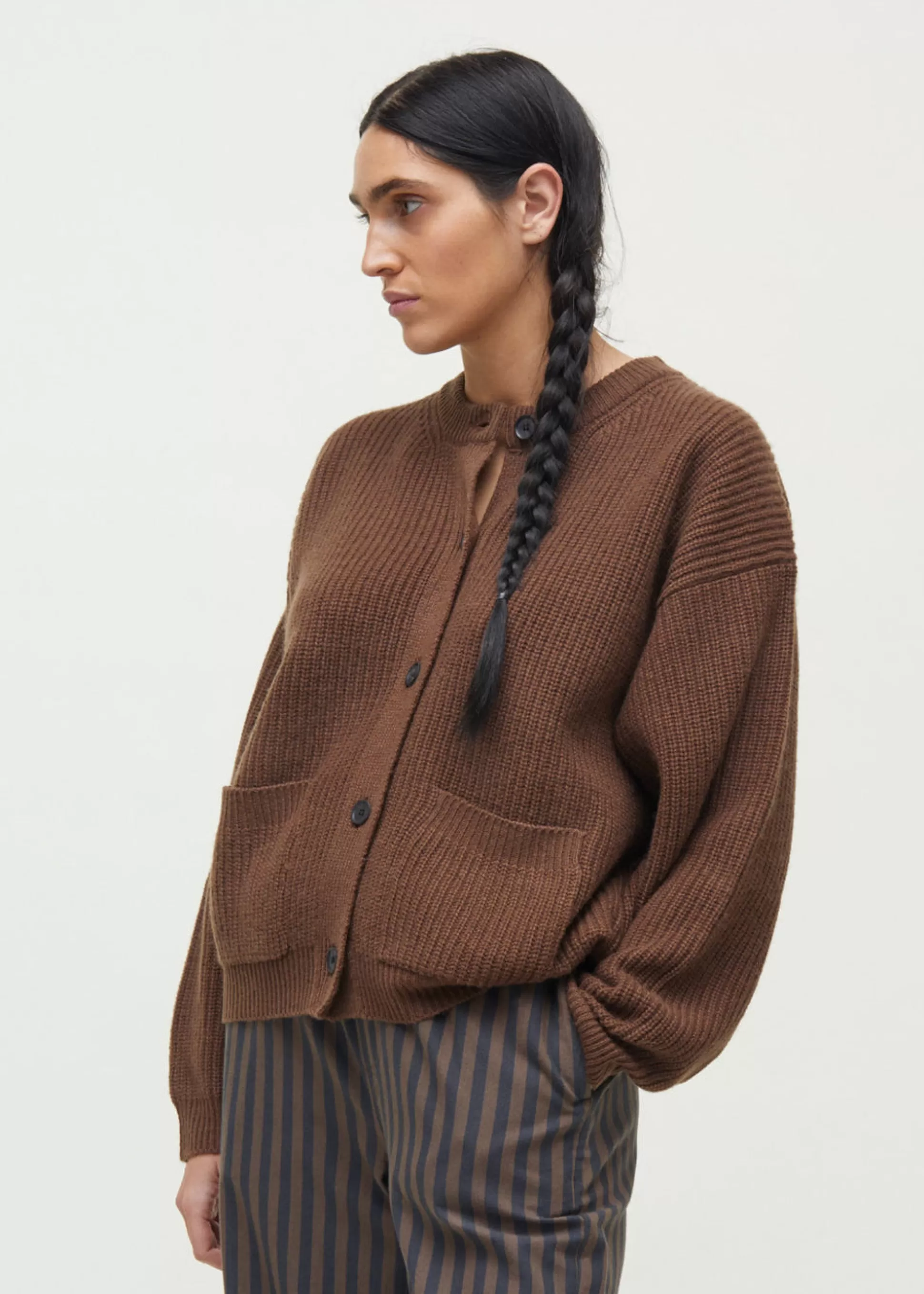 aiayu Cardigans | Strik<Bine wool cardigan Brown Sugar