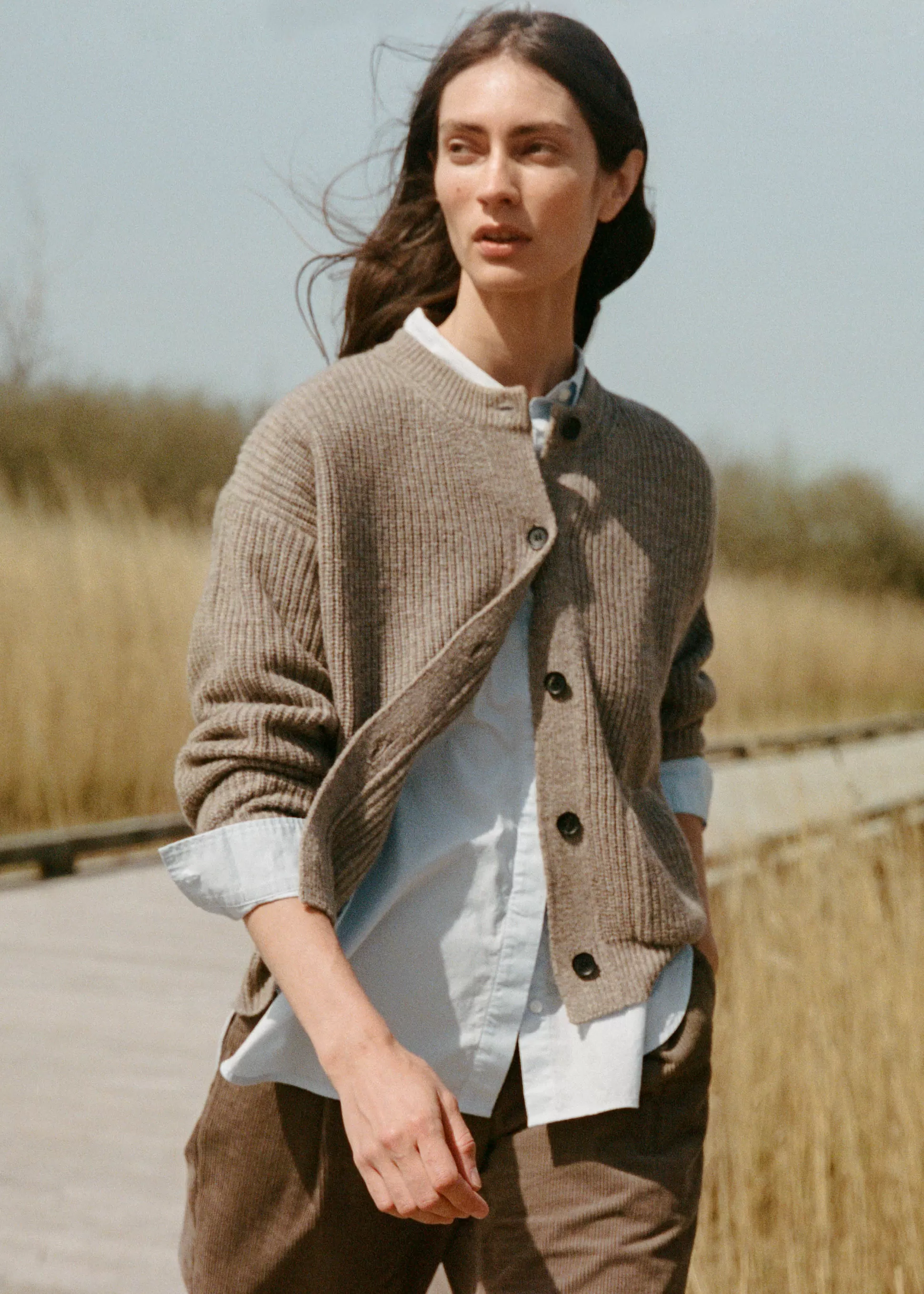 aiayu Cardigans | Strik<Bine wool cardigan Pure Soil