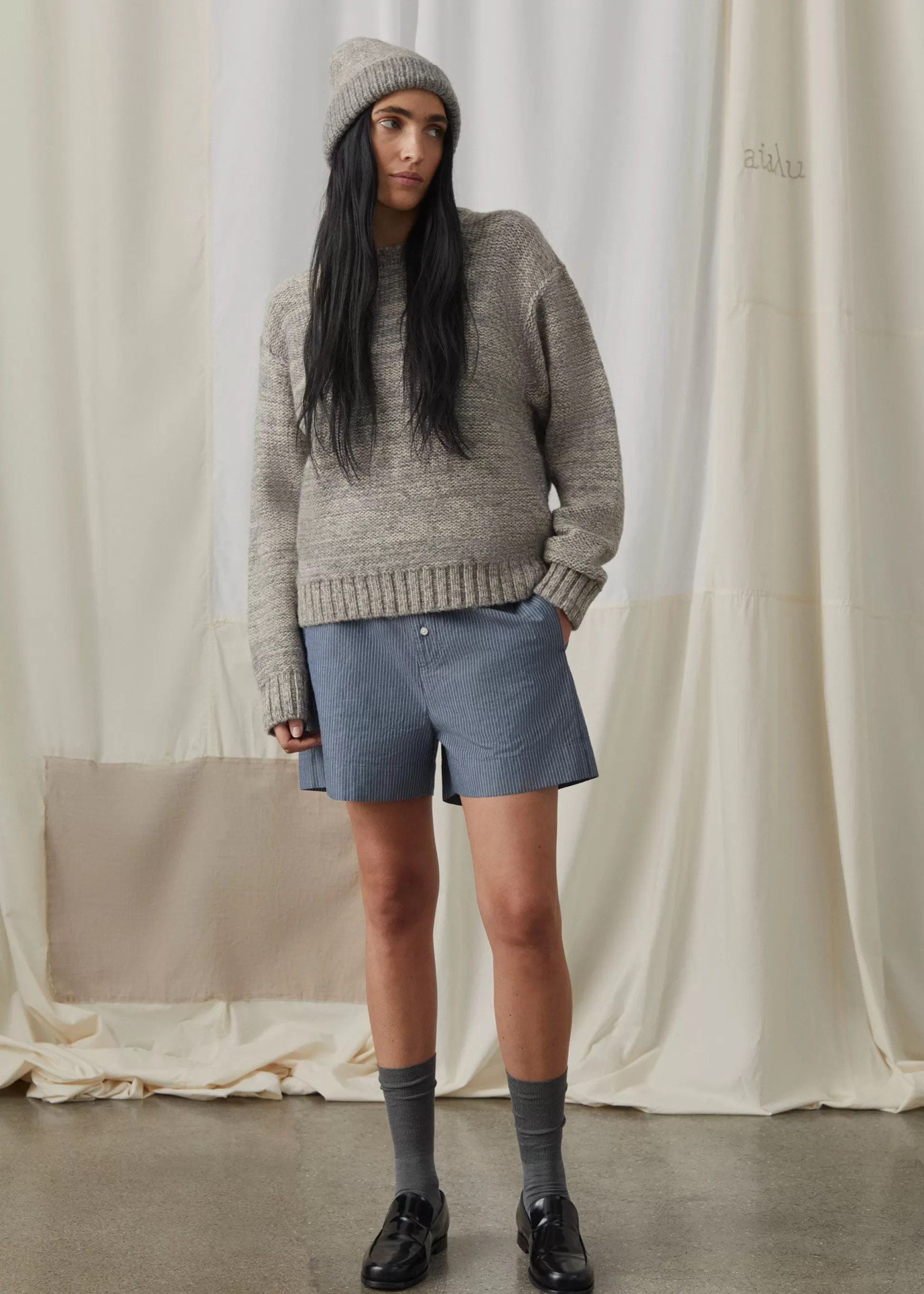 aiayu Strik<Blair llama wool sweater Mix Grey