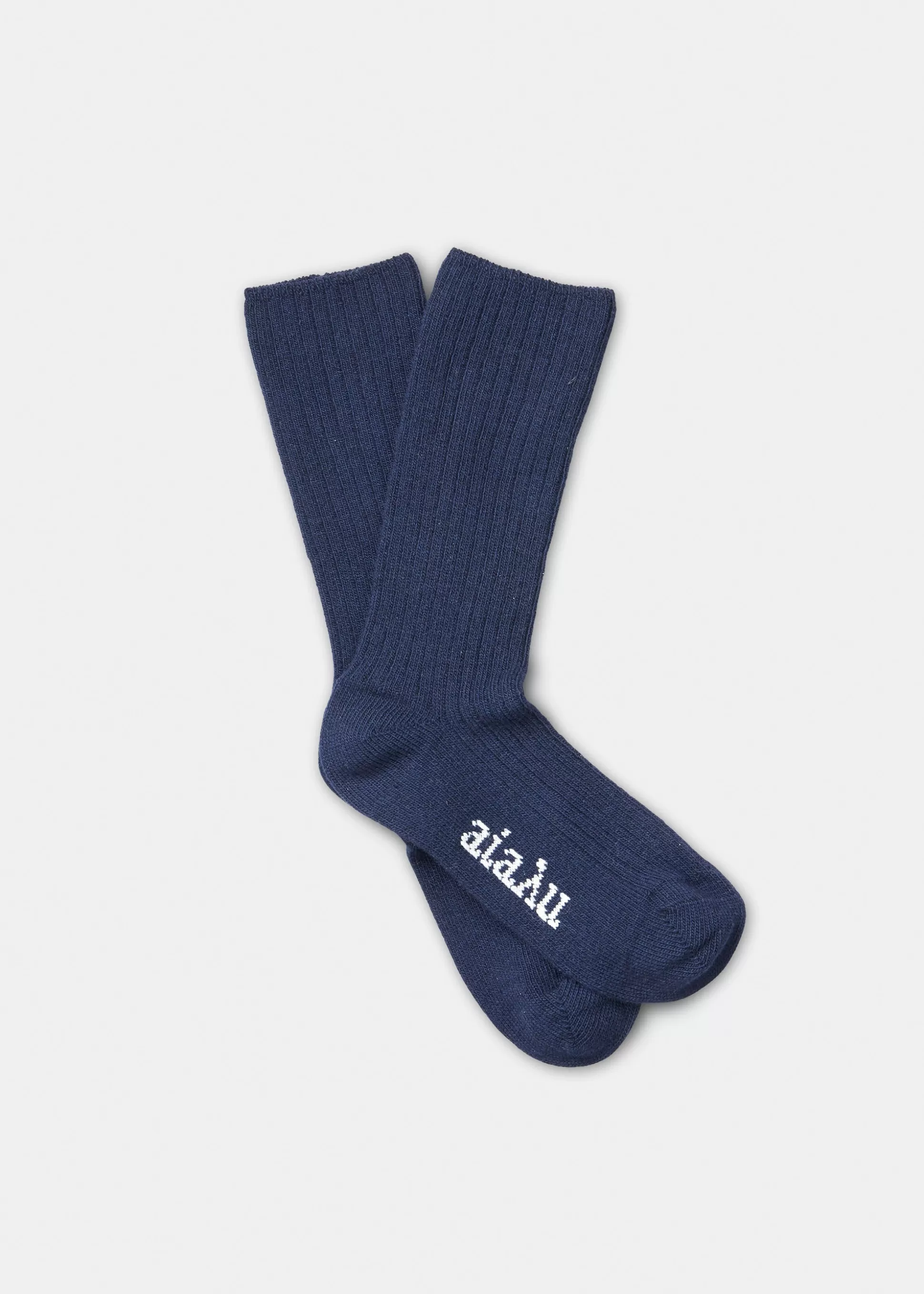 aiayu Strømper<Cashmere rib socks Navy