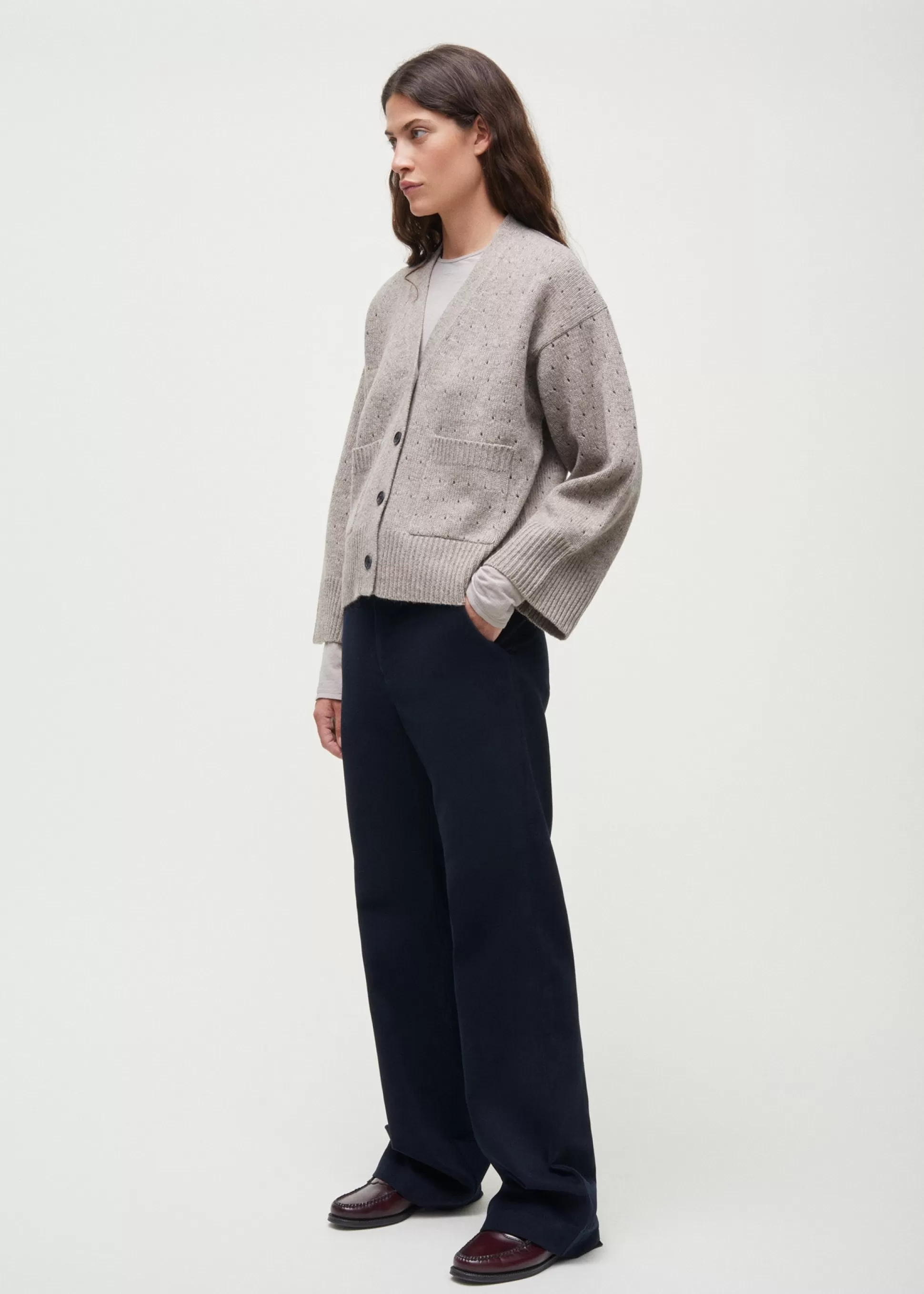 aiayu Cardigans | Strik<Cora dot wool cardigan Pure Soil