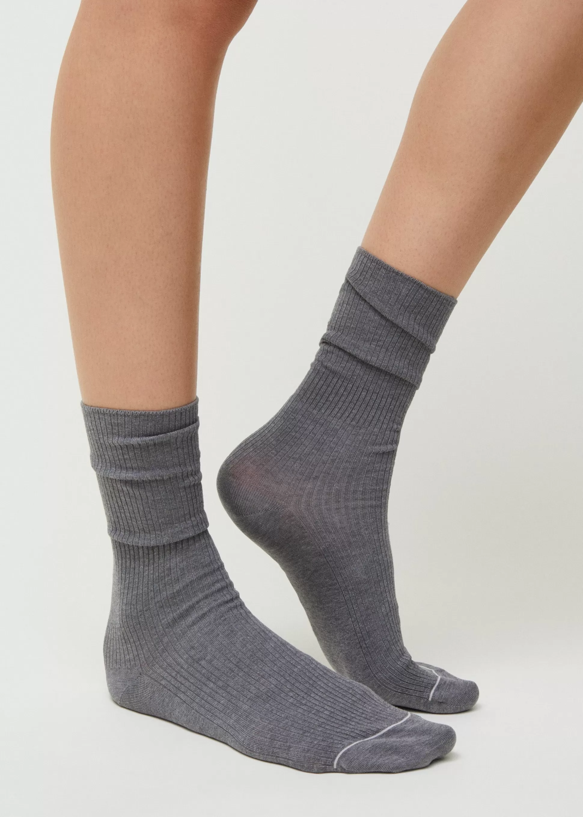 aiayu Strømper<Cotton rib socks Grey Melange