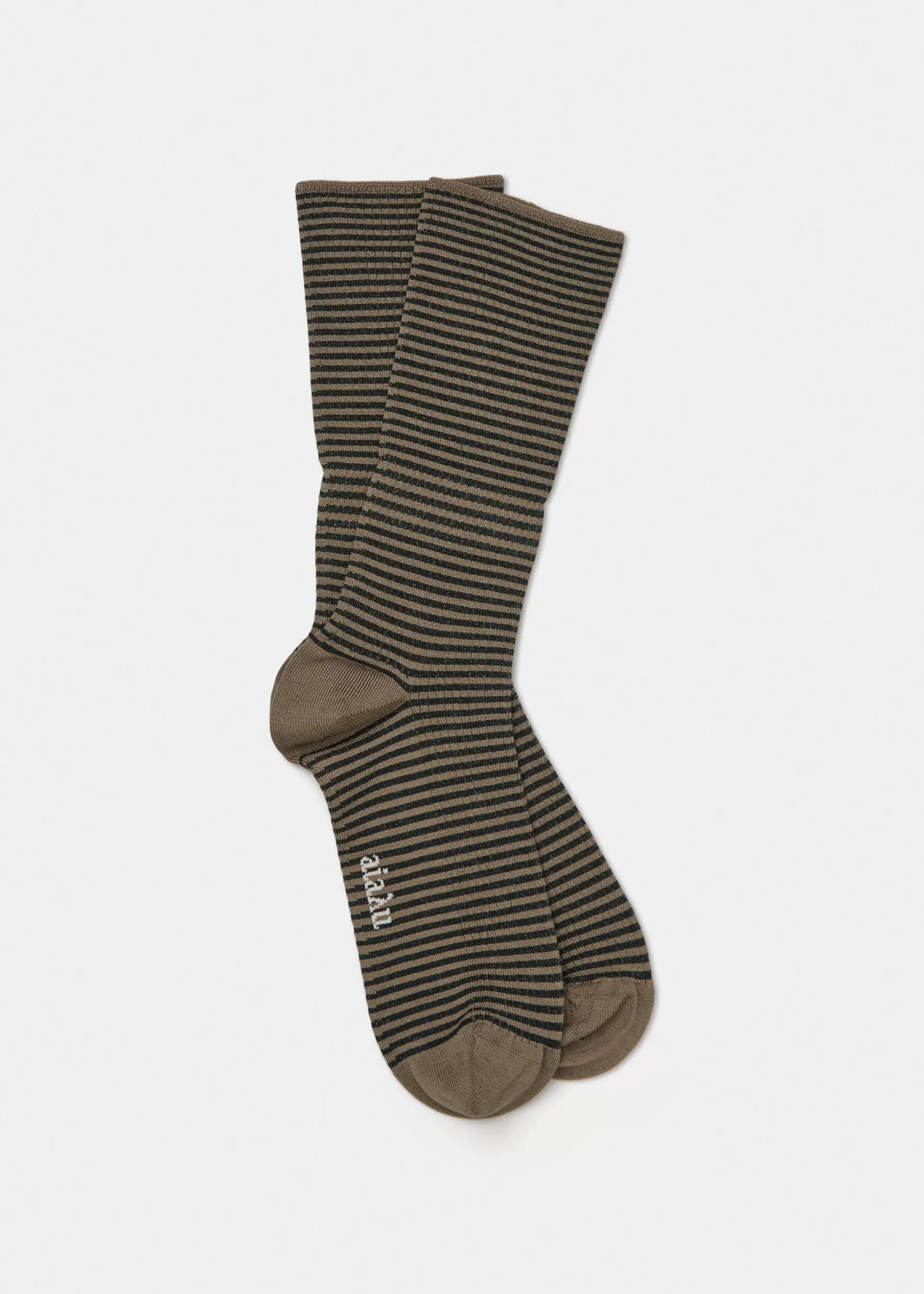 aiayu Strømper<Cotton stripe socks Mix Brown