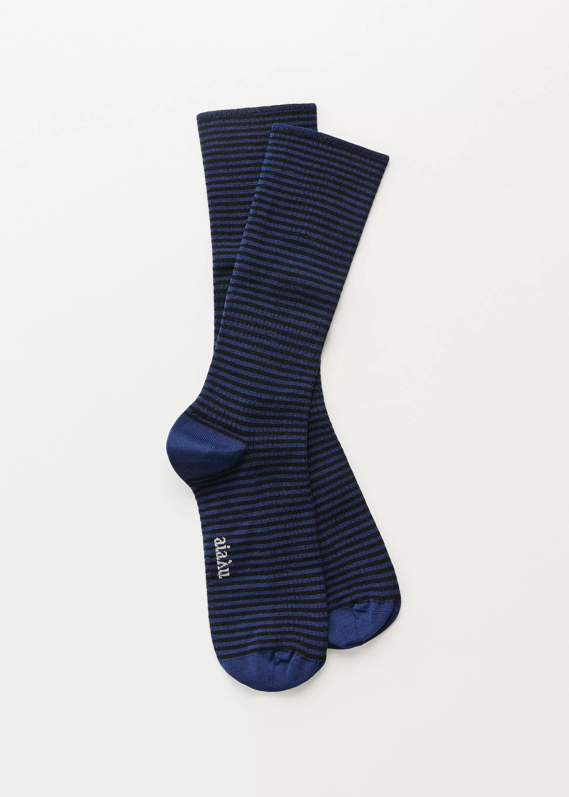 aiayu Strømper<Cotton stripe socks Mix Midnight Blue