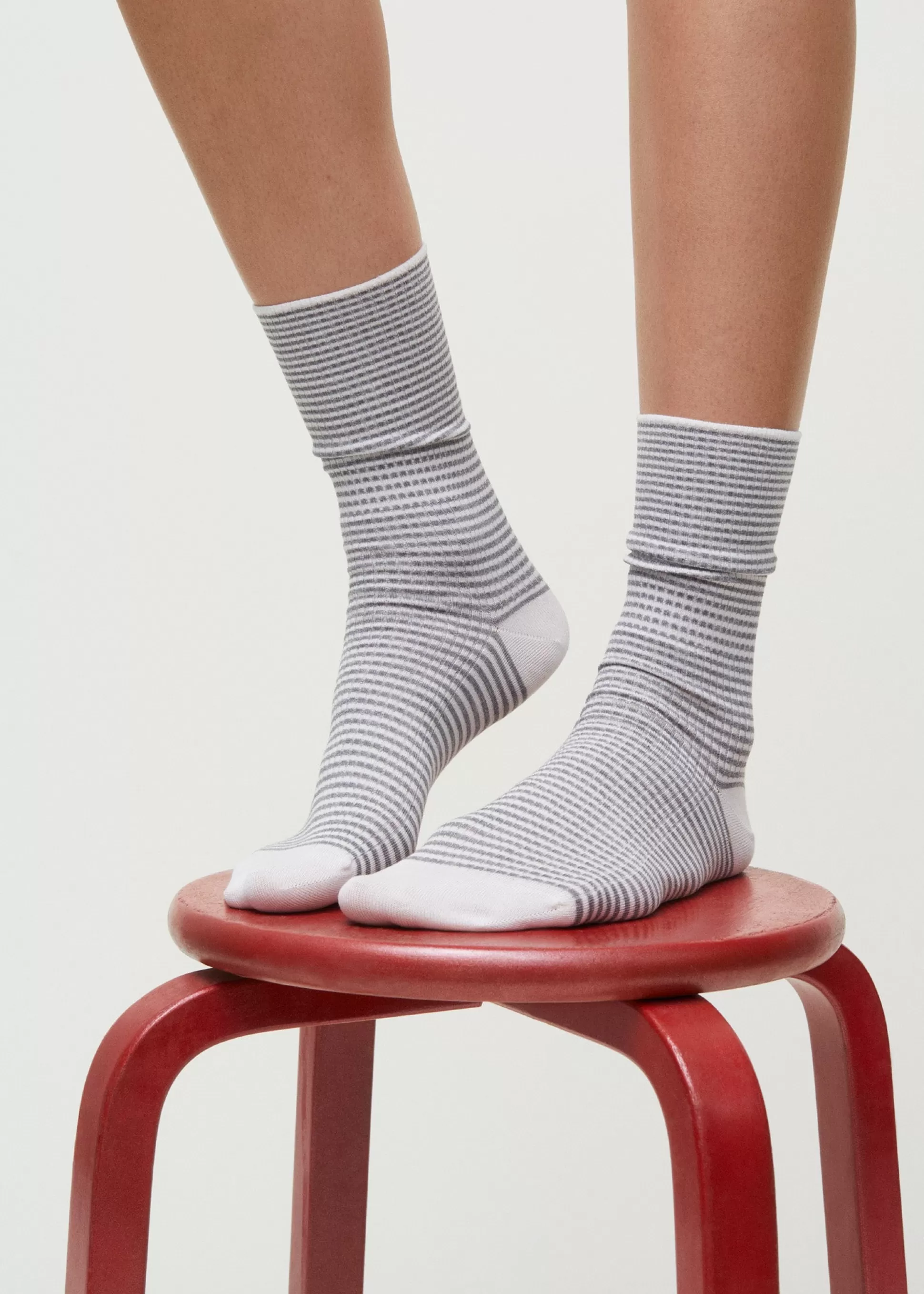 aiayu Strømper<Cotton stripe socks Mix Grey