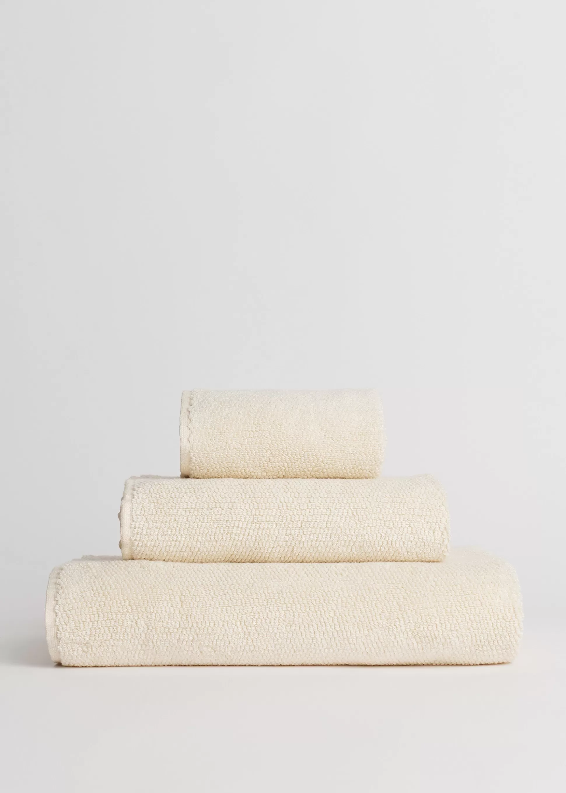 aiayu Håndklæder<Cotton towels (set of 3 pcs) Pure ecru