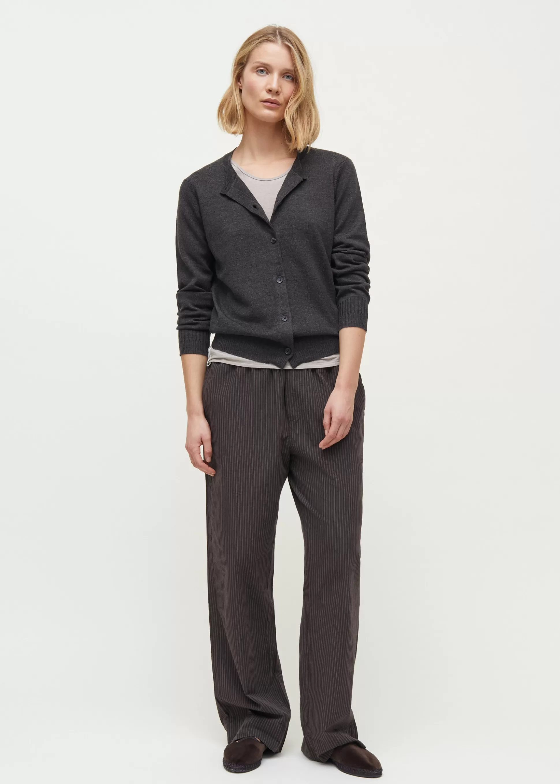 aiayu Cardigans | Strik<Hana merino wool cardigan Dark Brown Melange