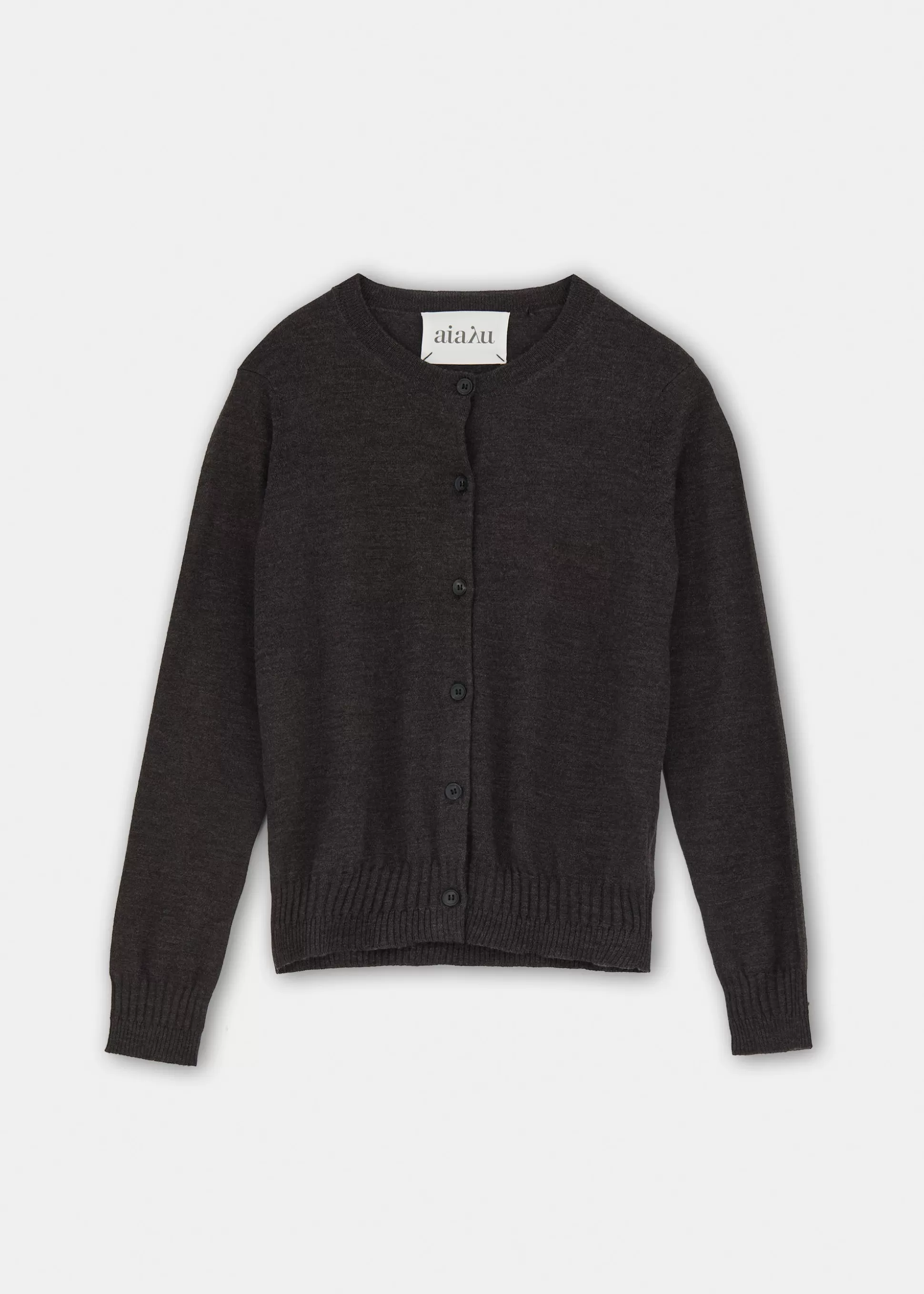 aiayu Cardigans | Strik<Hana merino wool cardigan Dark Brown Melange