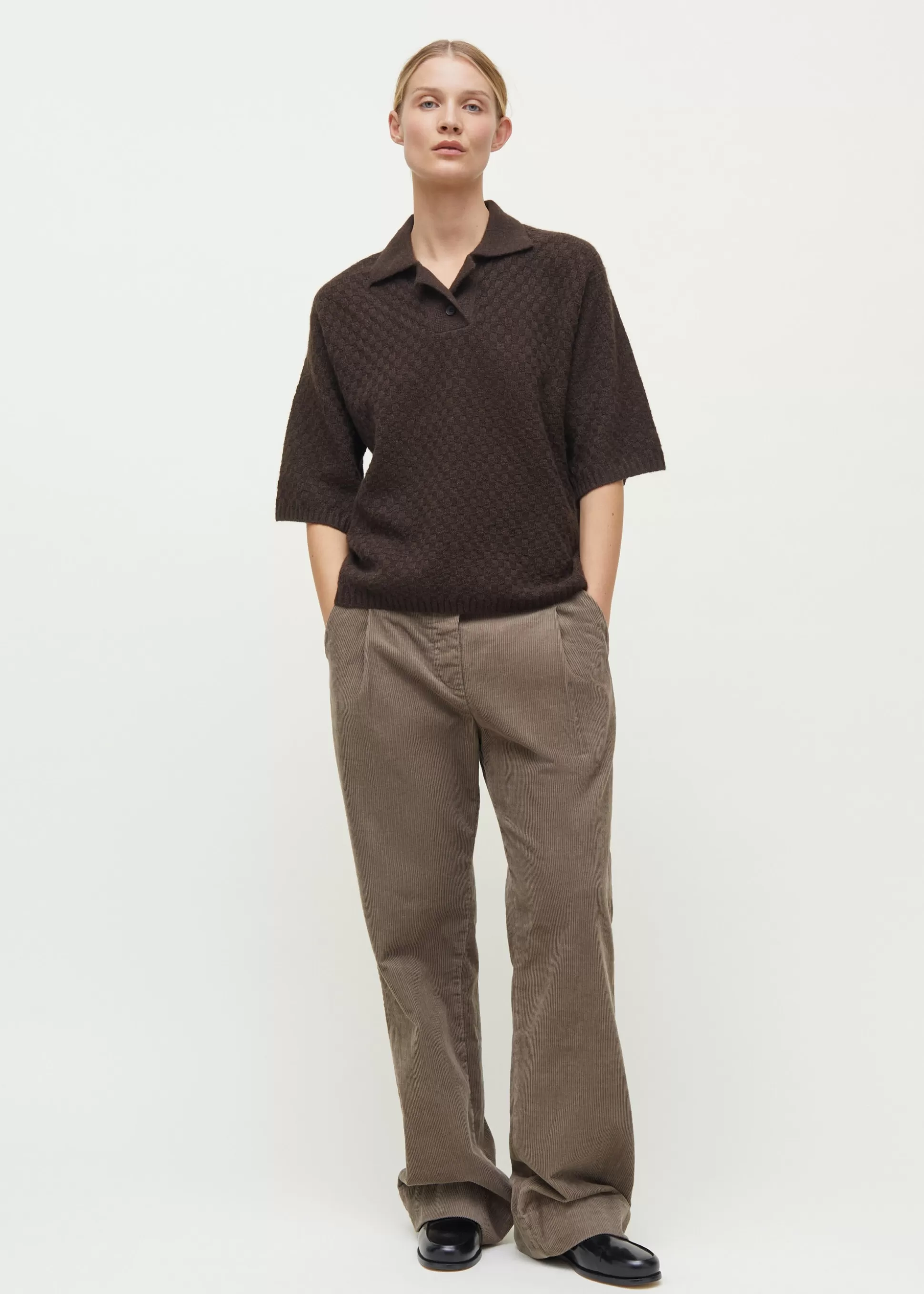 aiayu Bluser | Strik<Heike yak polo t-shirt Pure Dark Brown
