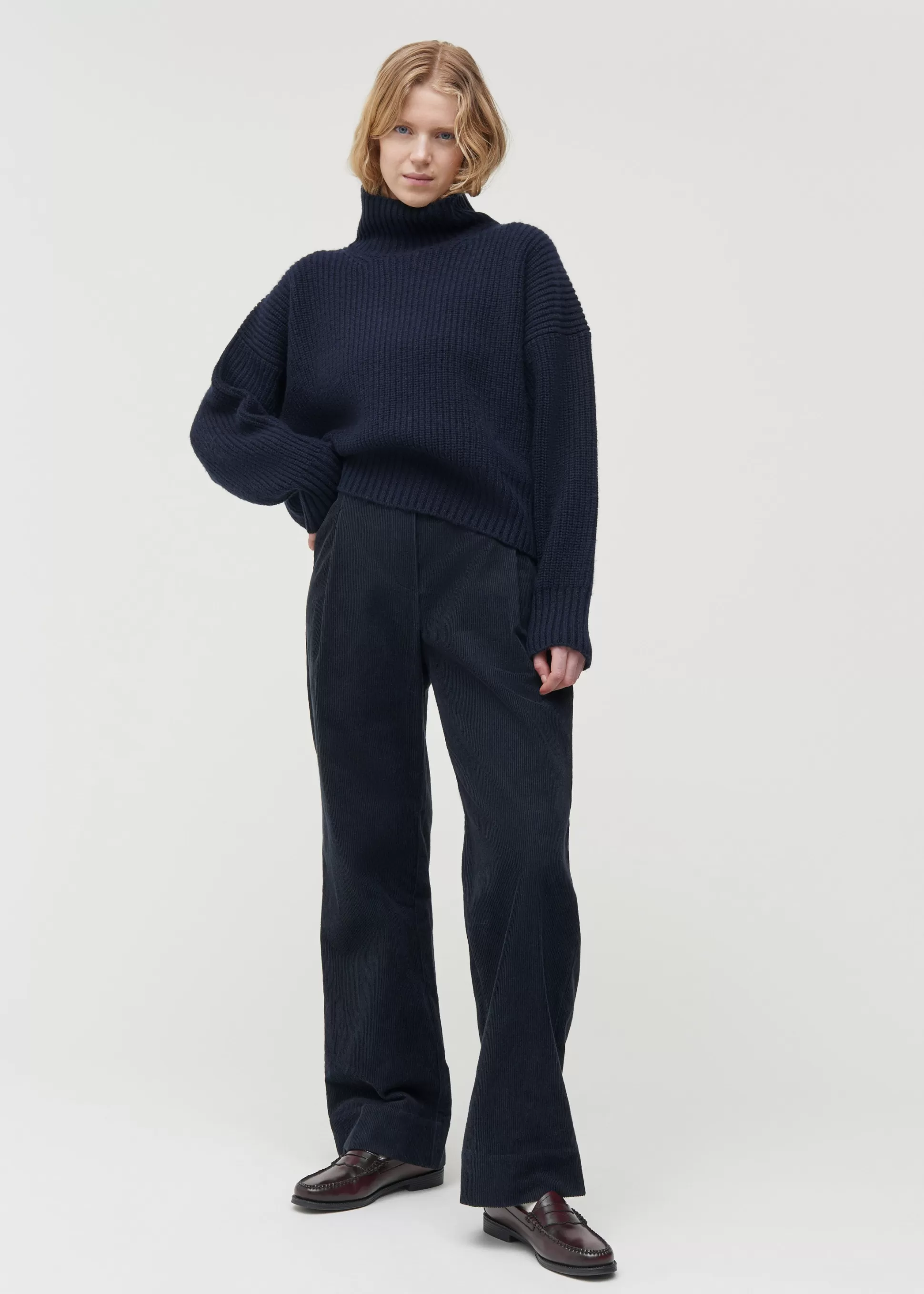 aiayu Strik<Hera wool sweater Black Blue