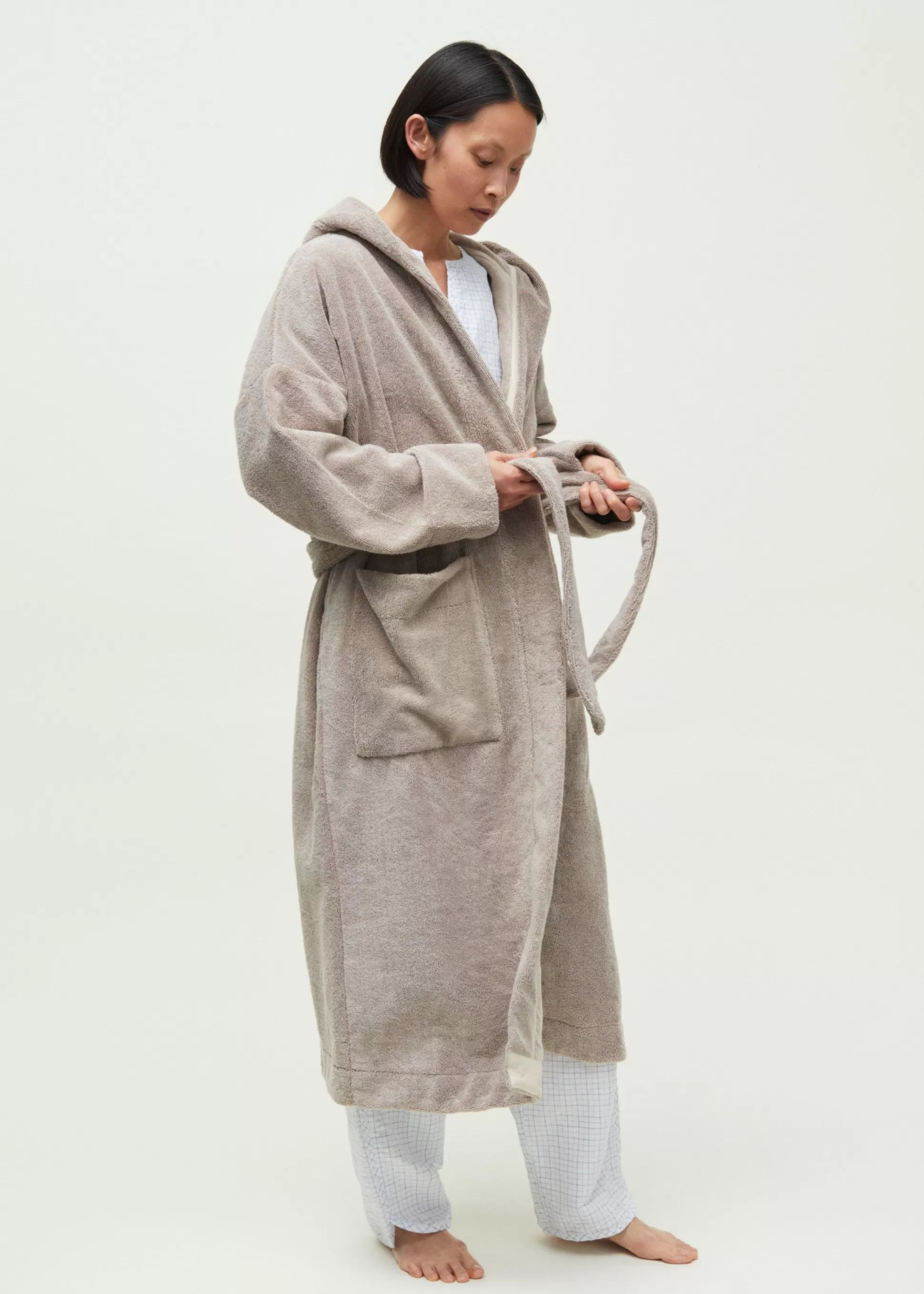 aiayu Badekåber<Hooded bathrobe terry Dried Linen