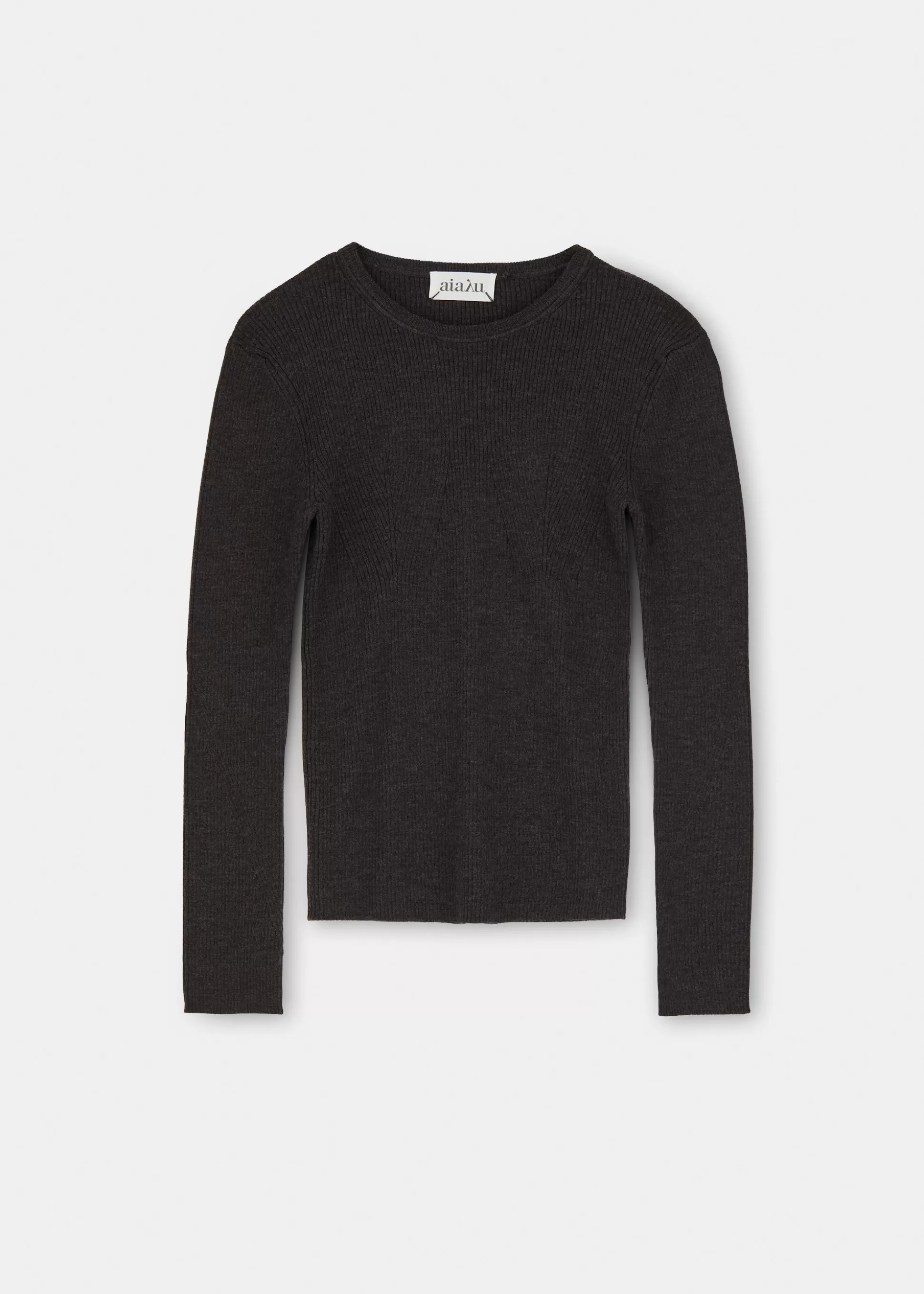 aiayu Bluser<Ily merino wool blouse Dark Brown Melange