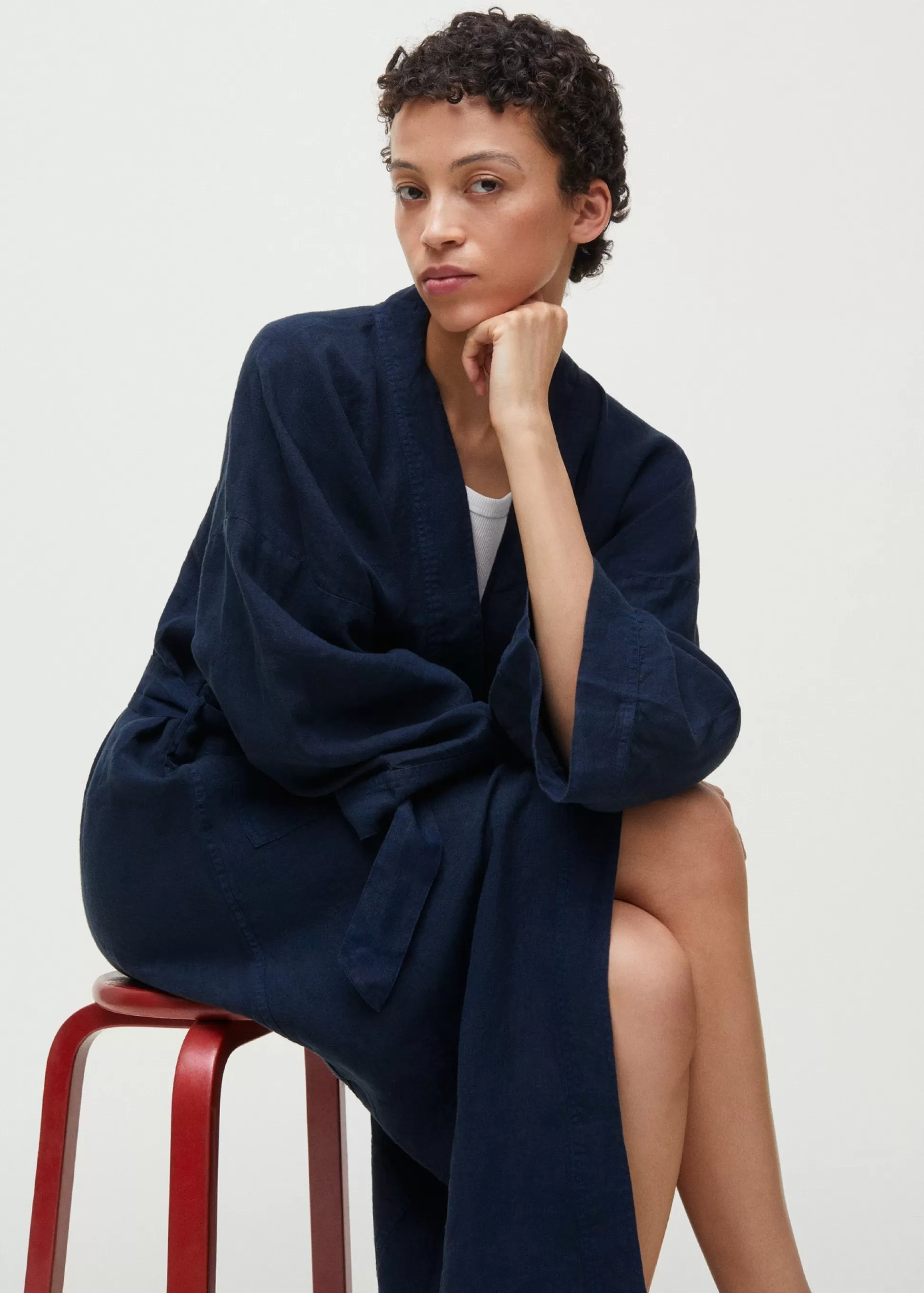 aiayu Badekåber<Kimono linen Navy