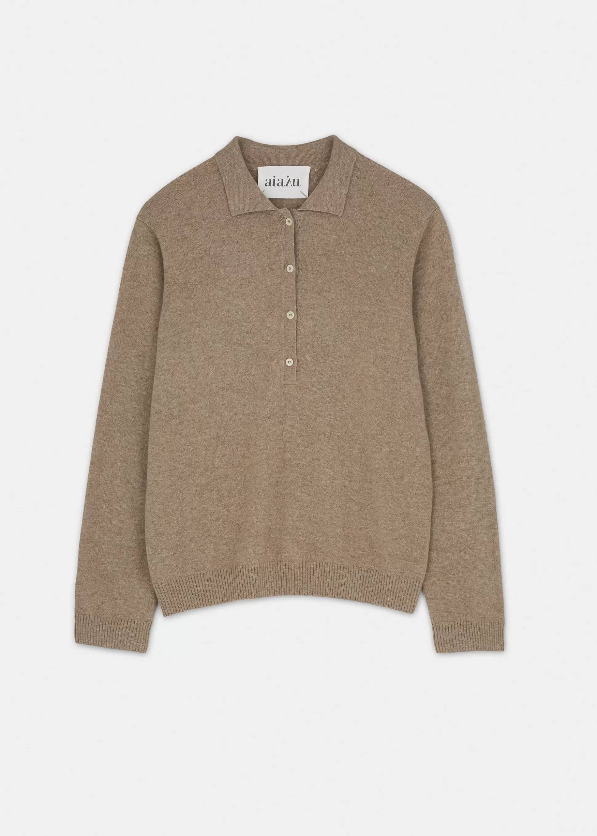 aiayu Bluser | Strik<Leola cashmere long sleeve polo Pure Grain