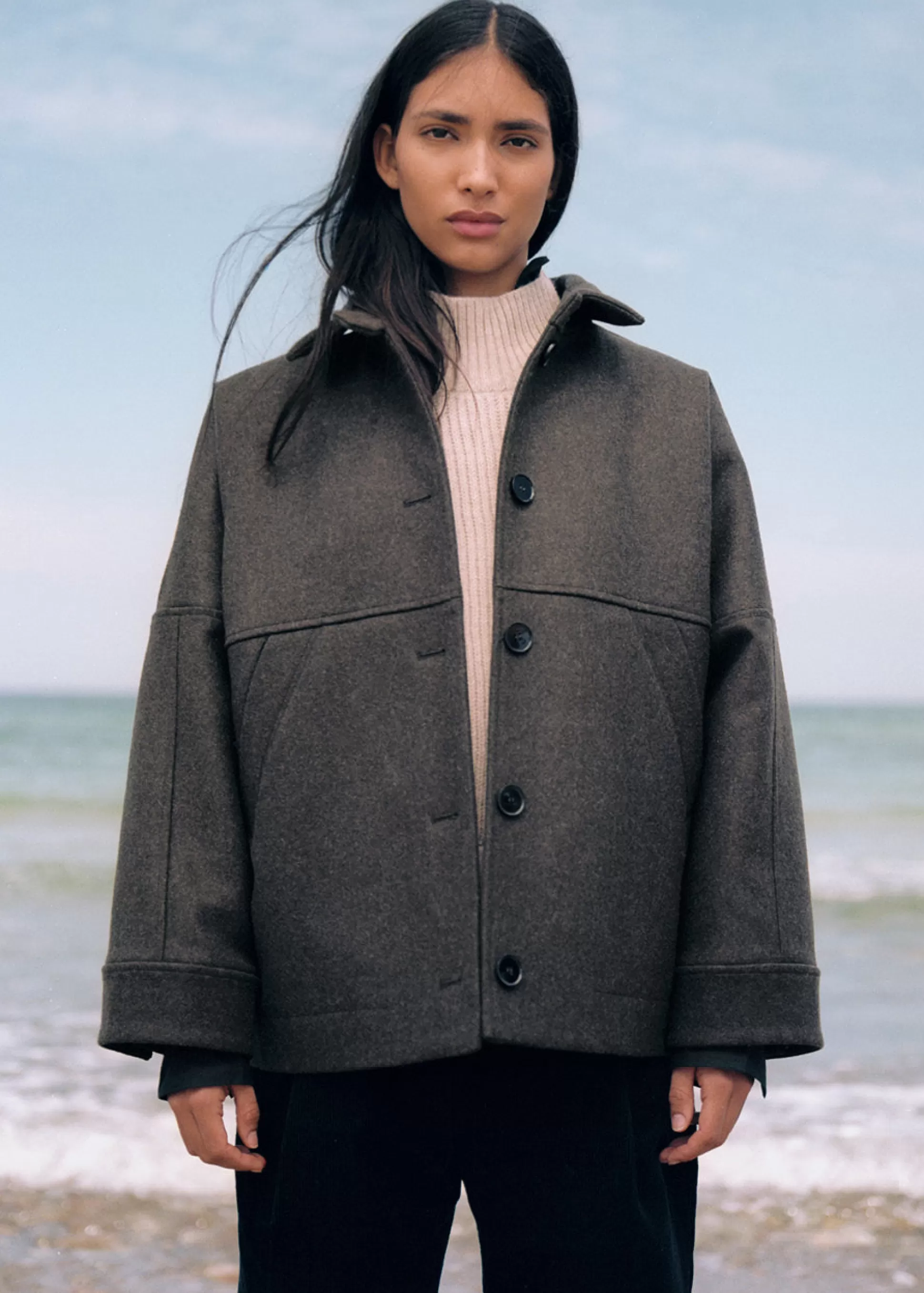 aiayu Jakker & Blazere<Moa jacket - loden wool Pure Dark Brown