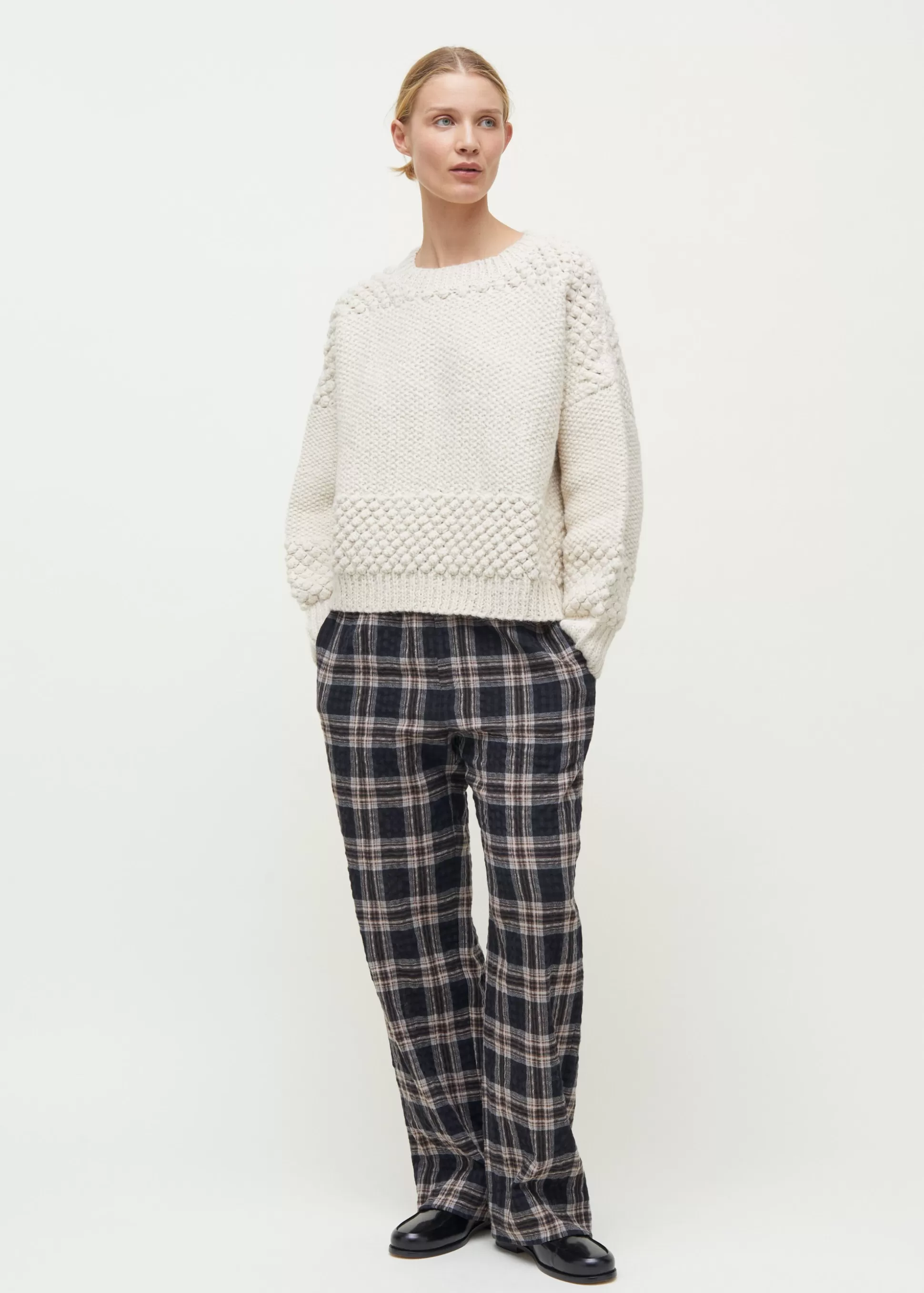 aiayu Bukser<My pant checked wool Mix Black