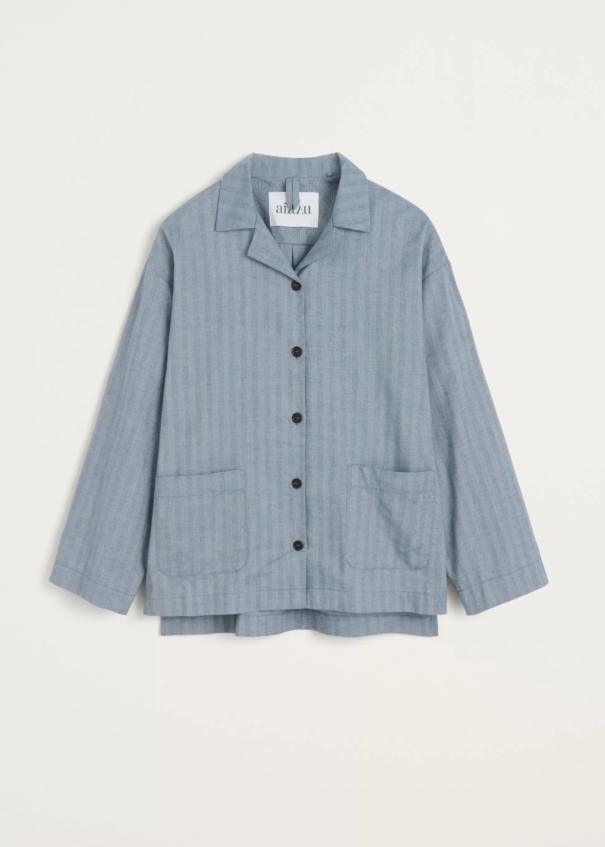 aiayu Skjorter<Pyjamas shirt herringbone Mix Dust Blue