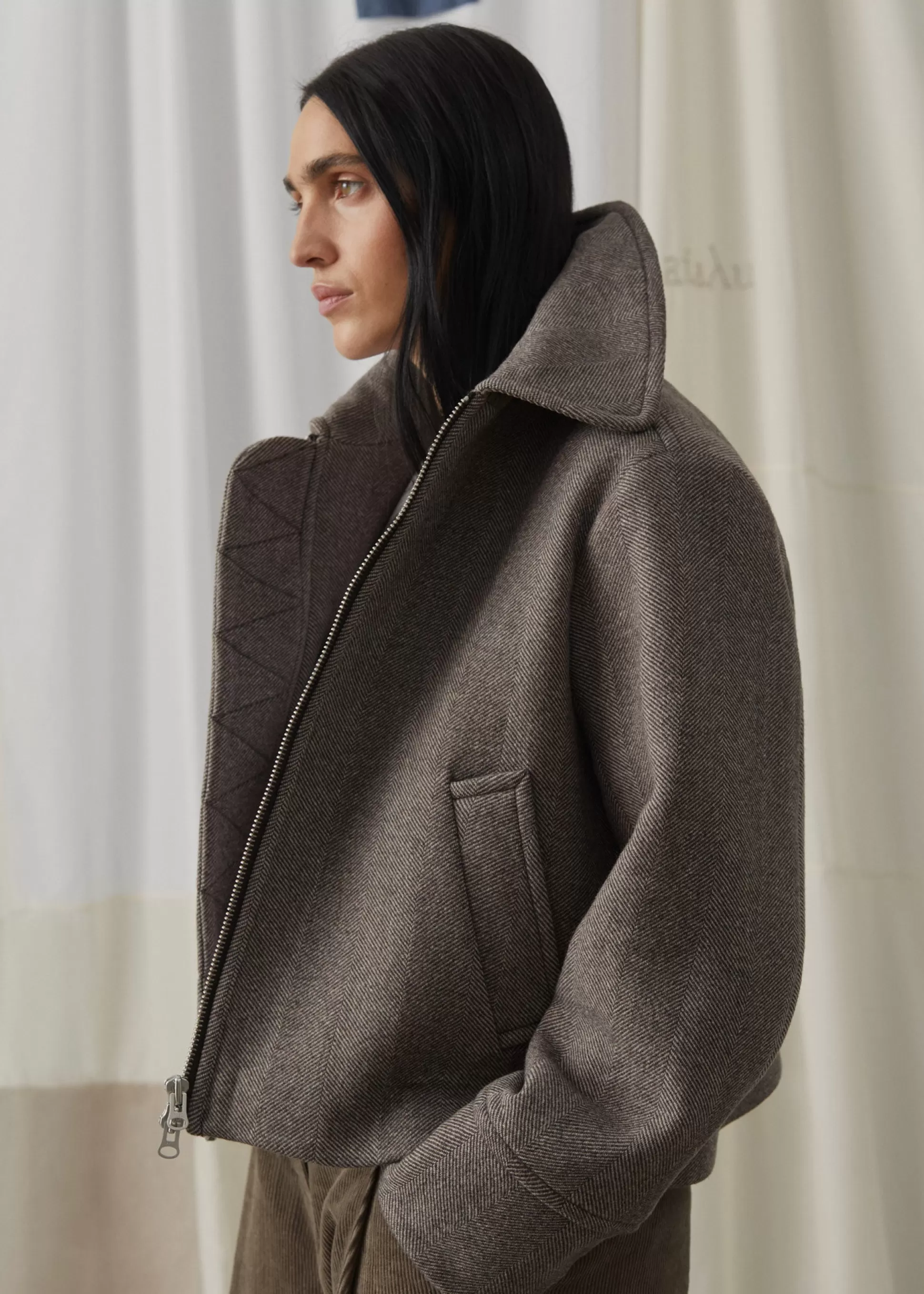 aiayu Jakker & Blazere<Short wool jacket Herringbone
