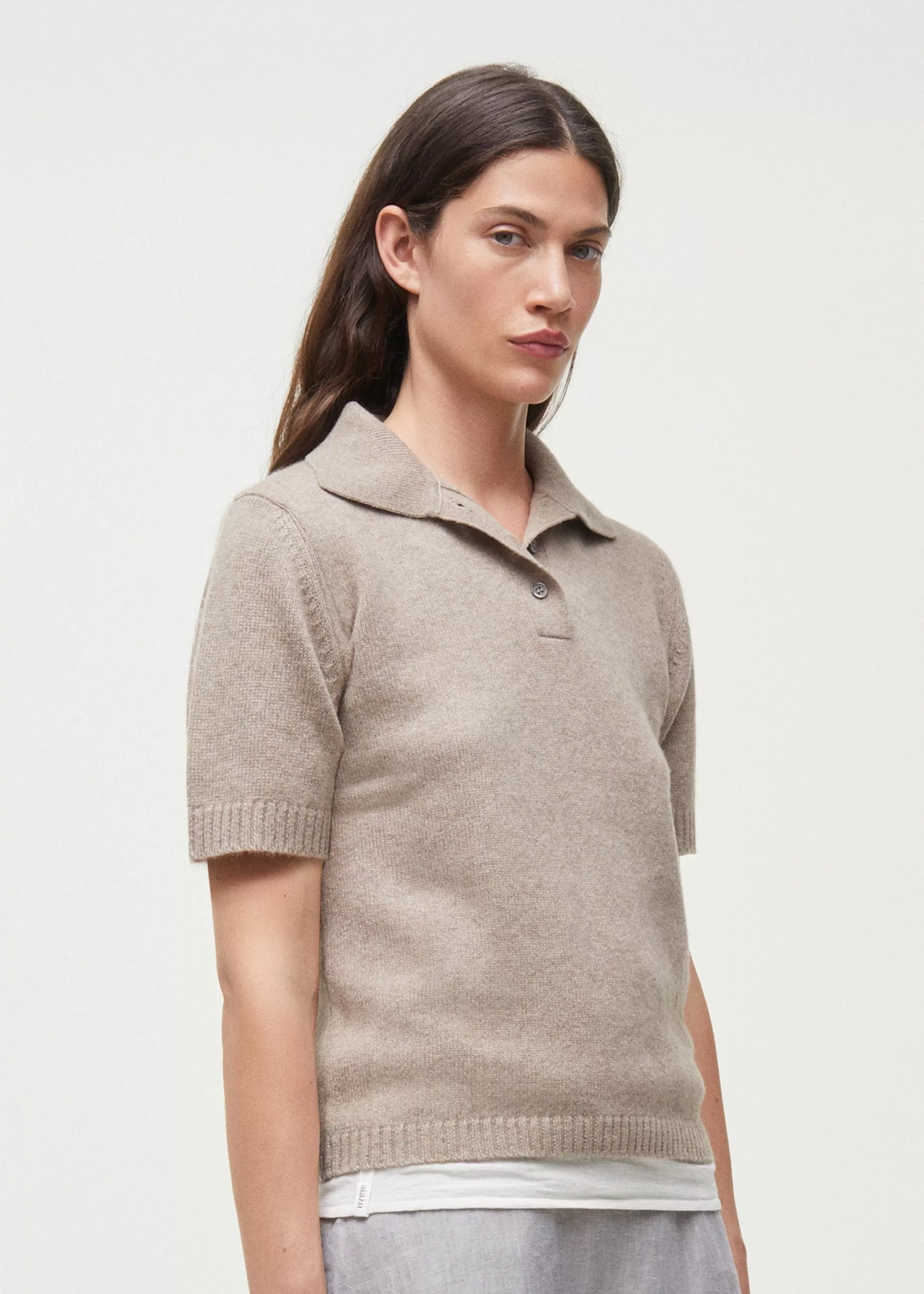 aiayu Bluser | Strik<Vida cashmere polo neck t-shirt Pure Grain