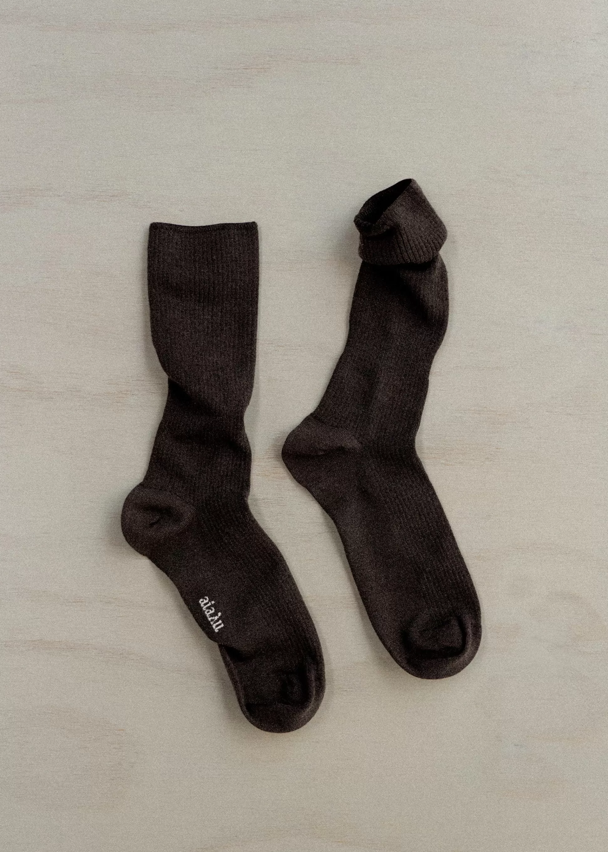 aiayu Strømper<Wool rib socks Brown