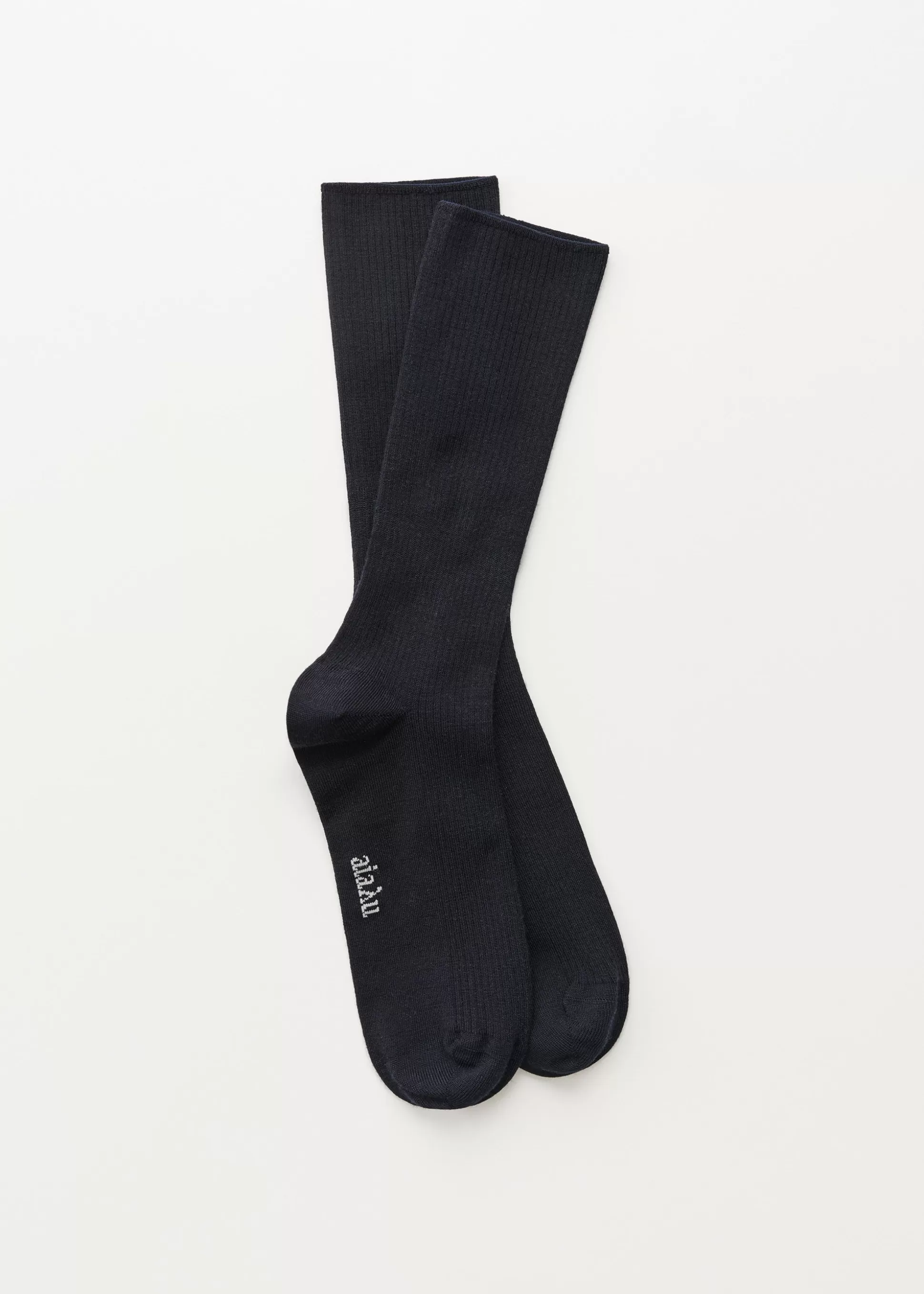 aiayu Strømper<Wool rib socks Navy